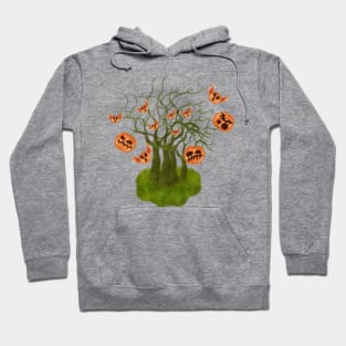 Celebrating halloween spooky season in scary pumpkins garden with flying pumpkin Hoodie